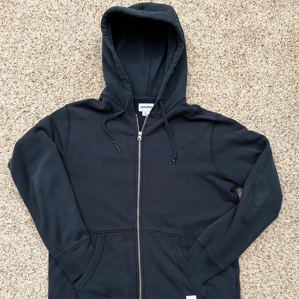 Black Converse French Terry Zip Hoodie - Mens Large